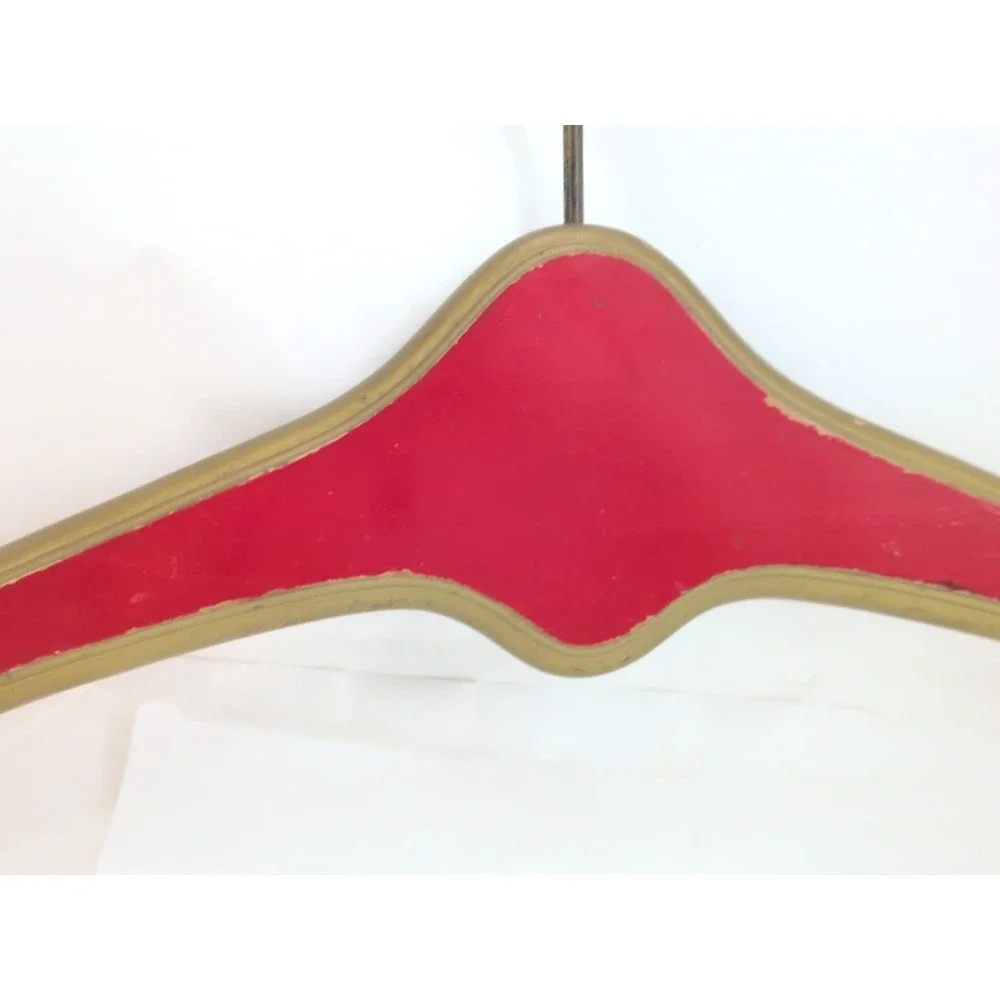 Hollywood Regency Red Gold Wooden Monogrammed Clothes Hanger Department S T L G